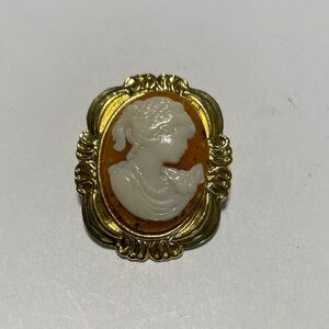 Elegant Gold Cameo Brooch